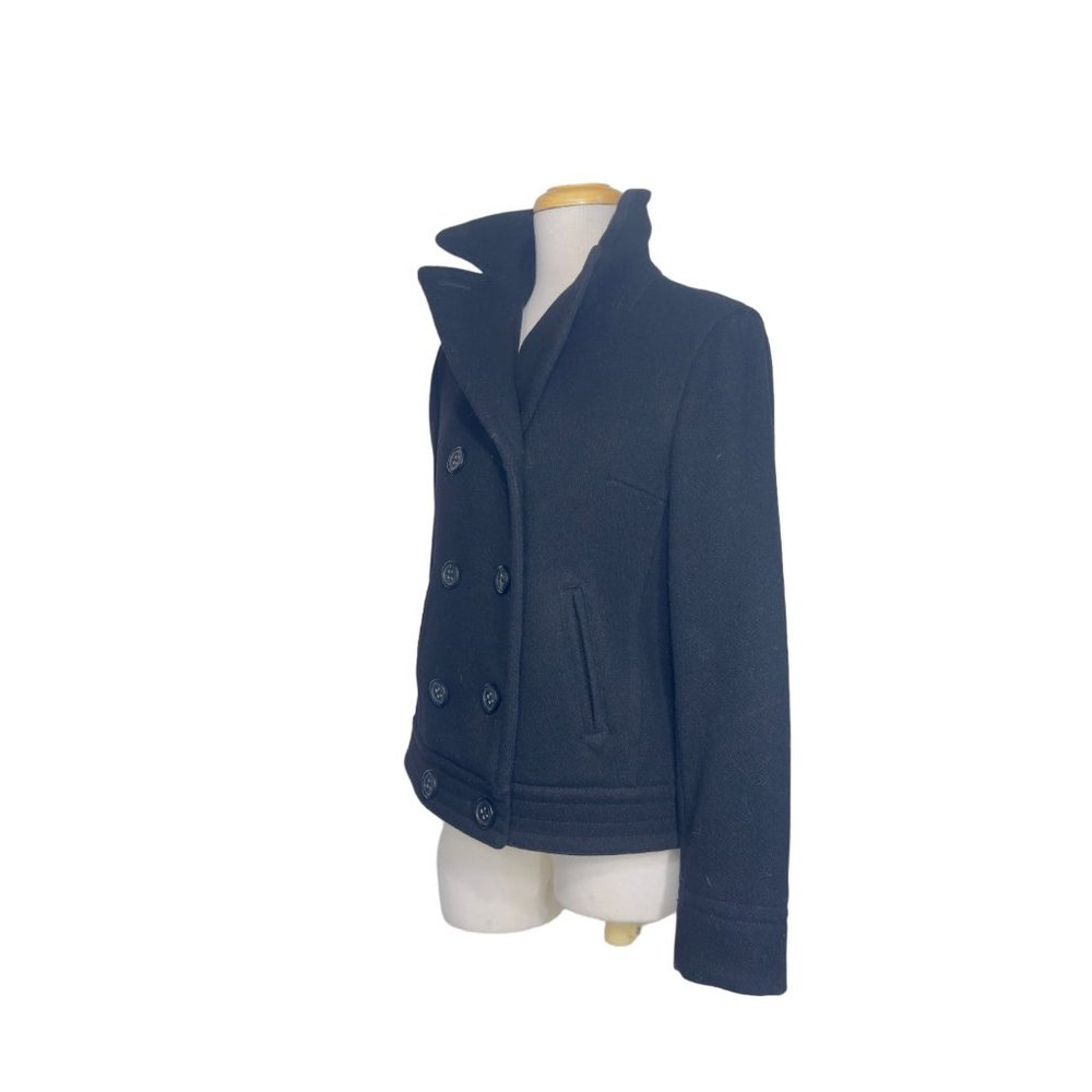 GAP Double Breasted Women's Peacoat Wool Blend Black size Medium EUC - Picture 6 of 9